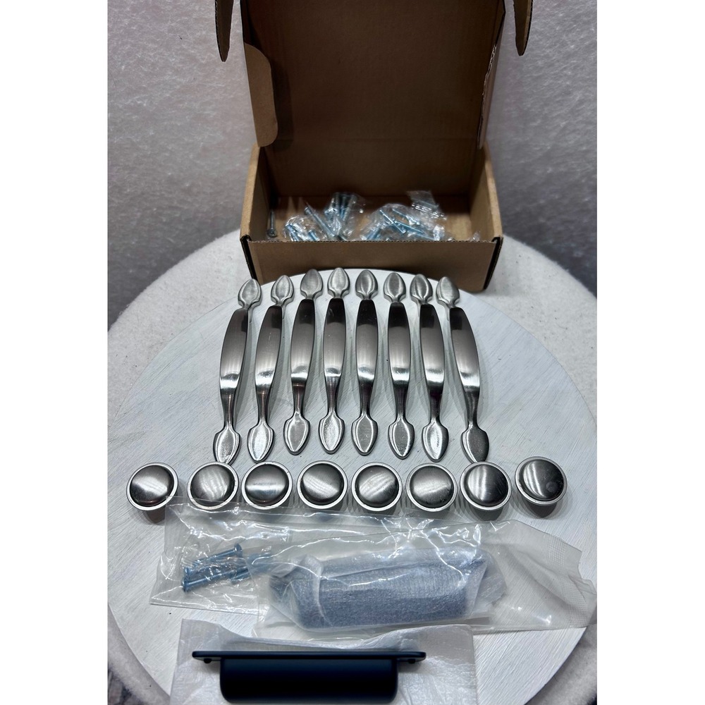Asidrama 8 Pack 3 Inch Satin Nickel Cabinet Handles Dresser Pulls and Knobs Set